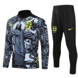 24/25 Brazil Black with Zipper Sweater Tracksuit Thai Quality
