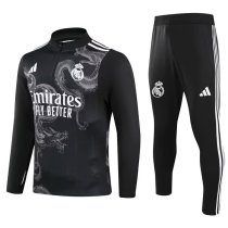 24/25 Real Madrid Black Sweater Tracksuit Thai Quality