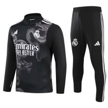 24/25 Real Madrid Black Sweater Tracksuit Thai Quality