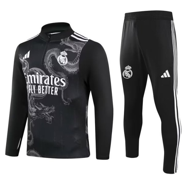 24/25 Real Madrid Black Sweater Tracksuit Thai Quality