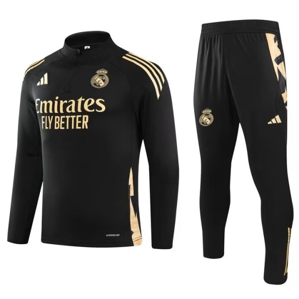 24/25 Real Madrid Black Sweater Tracksuit Thai Quality