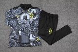 24/25 Brazil Black with Zipper Sweater Tracksuit Thai Quality