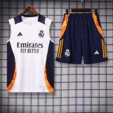 24/25 Real Madrid White Vest Training Set--Vest and Short Pant Training Tracksuit