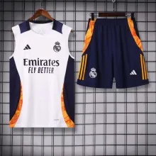 24/25 Real Madrid White Vest Training Set--Vest and Short Pant Training Tracksuit