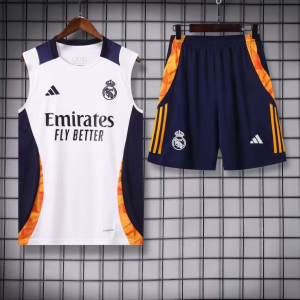 24/25 Real Madrid White Vest Training Set--Vest and Short Pant Training Tracksuit