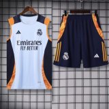 24/25 Real Madrid White Vest Training Set--Vest and Short Pant Training Tracksuit