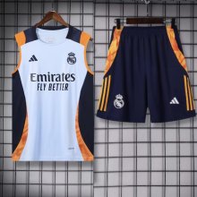 24/25 Real Madrid White Vest Training Set--Vest and Short Pant Training Tracksuit