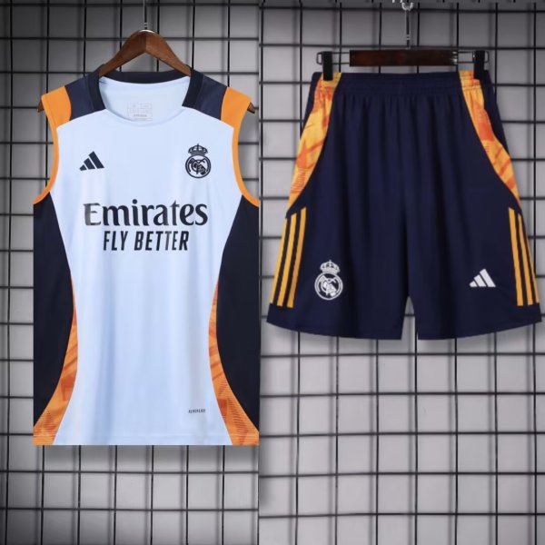 24/25 Real Madrid White Vest Training Set--Vest and Short Pant Training Tracksuit
