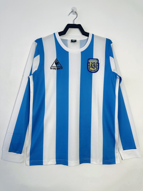 1986 Argentina Home Retro Jersey Long Sleeve Fans Version