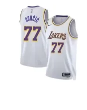 2025 NBA Men Los Angeles Lakers White #77 DONCIC Jersey High Quality Name and Number Print