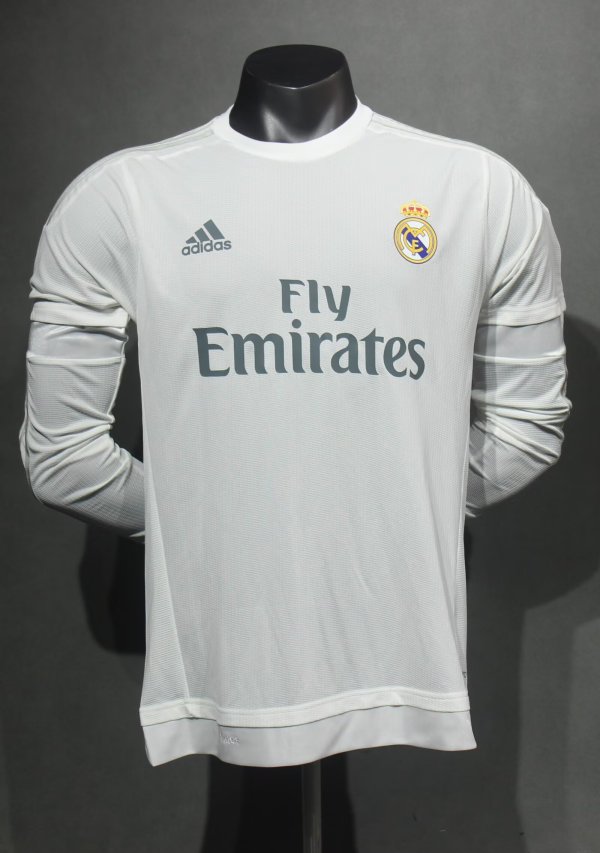 15-16 Real Madrid Home Player Version Retro Jersey Long Sleeve