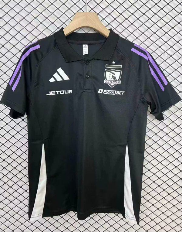 25/26 Colo-Colo Polo Jersey Black Fans Soccer Jersey