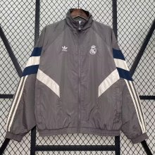 24/25 Real Madrid Grey Windbreaker Jacket Thai Quality  刺绣的