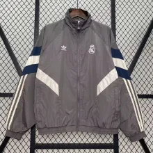 24/25 Real Madrid Grey Windbreaker Jacket Thai Quality  刺绣的