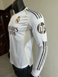 25/26 Real Madrid Home Long Sleeve Jersey Player Version 1:1 Quality