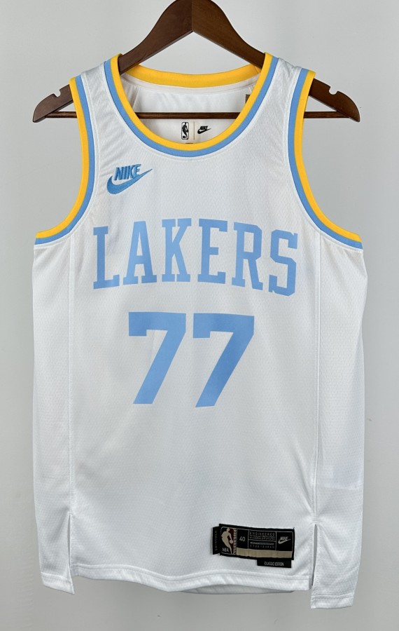 2023 NBA Men Los Angeles Lakers White #77 DONCIC Jersey High Quality Name and Number Print