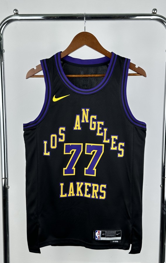 2024 NBA Men Los Angeles Lakers Purple #77 DONCIC Jersey High Quality Name and Number Print