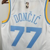 2023 NBA Men Los Angeles Lakers White #77 DONCIC Jersey High Quality Name and Number Print
