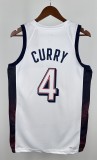 NBA Men Paris Olimpics 2024 USA National White #4 CURRY Jersey High Quality Name and Number Print