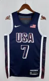 NBA Men Paris Olimpics 2024 USA National Blue #7 DURANT Jersey High Quality Name and Number Print