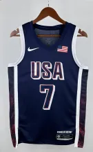 NBA Men Paris Olimpics 2024 USA National Blue #7 DURANT Jersey High Quality Name and Number Print