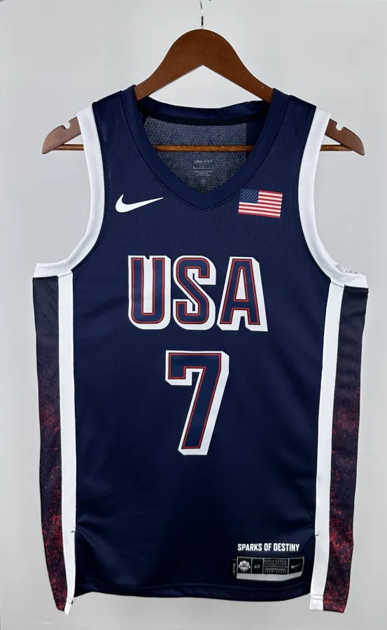 NBA Men Paris Olimpics 2024 USA National Blue #7 DURANT Jersey High Quality Name and Number Print