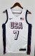 NBA Men Paris Olimpics 2024 USA National White #7 DURANT Jersey High Quality Name and Number Print