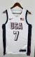 NBA Men Paris Olimpics 2024 USA National White #7 DURANT Jersey High Quality Name and Number Print