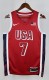 NBA Men Paris Olimpics 2024 USA National Red #7 DURANT Jersey High Quality Name and Number Print