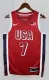 NBA Men Paris Olimpics 2024 USA National Red #7 DURANT Jersey High Quality Name and Number Print