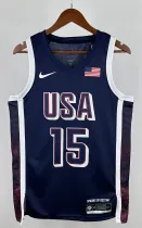 NBA Men Paris Olimpics 2024 USA National Blue #15 BOOKER Jersey High Quality Name and Number Print