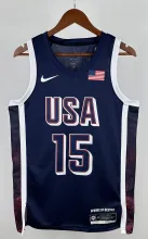 NBA Men Paris Olimpics 2024 USA National Blue #15 BOOKER Jersey High Quality Name and Number Print