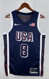 NBA Men Paris Olimpics 2024 USA National Blue #8 LEONARD Jersey High Quality Name and Number Print