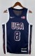 NBA Men Paris Olimpics 2024 USA National Blue #8 LEONARD Jersey High Quality Name and Number Print