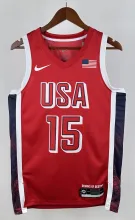 NBA Men Paris Olimpics 2024 USA National Red #15 BOOKER Jersey High Quality Name and Number Print