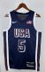 NBA Men Paris Olimpics 2024 USA National Blue #5 EDWARDS Jersey High Quality Name and Number Print