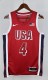NBA Men Paris Olimpics 2024 USA National Red #4 CURRY Jersey High Quality Name and Number Print