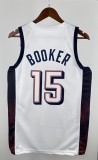 NBA Men Paris Olimpics 2024 USA National White #15 BOOKER Jersey High Quality Name and Number Print