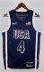 NBA Men Paris Olimpics 2024 USA National Blue #4 CURRY Jersey High Quality Name and Number Print