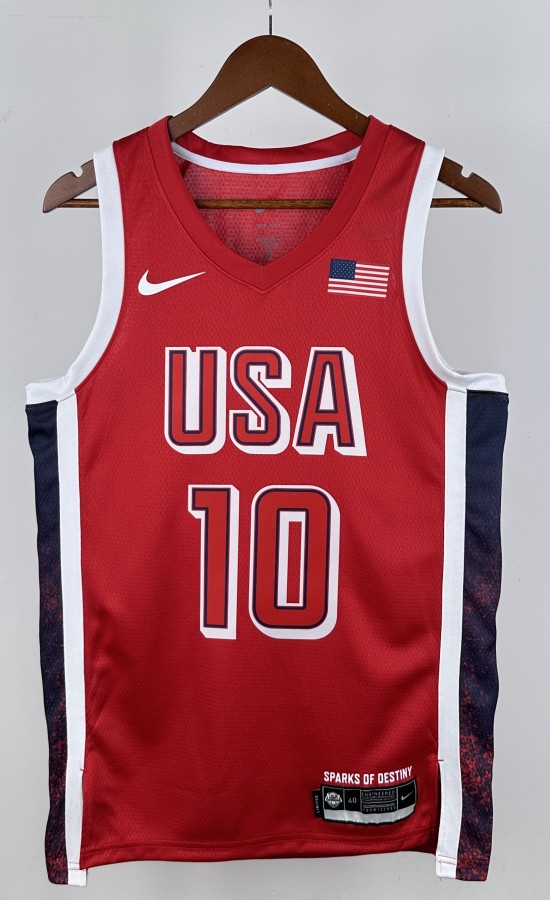 Copy NBA Men Paris Olimpics 2024 USA National Red #10 TATUM Jersey High Quality Name and Number Print