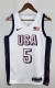 NBA Men Paris Olimpics 2024 USA National White #5 EDWARDS Jersey High Quality Name and Number Print