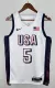 NBA Men Paris Olimpics 2024 USA National White #5 EDWARDS Jersey High Quality Name and Number Print