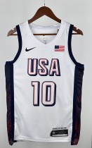 NBA Men Paris Olimpics 2024 USA National White #10 TATUM Jersey High Quality Name and Number Print