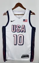 NBA Men Paris Olimpics 2024 USA National White #10 TATUM Jersey High Quality Name and Number Print