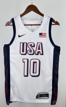 NBA Men Paris Olimpics 2024 USA National White #10 TATUM Jersey High Quality Name and Number Print
