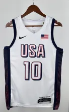 NBA Men Paris Olimpics 2024 USA National White #10 TATUM Jersey High Quality Name and Number Print