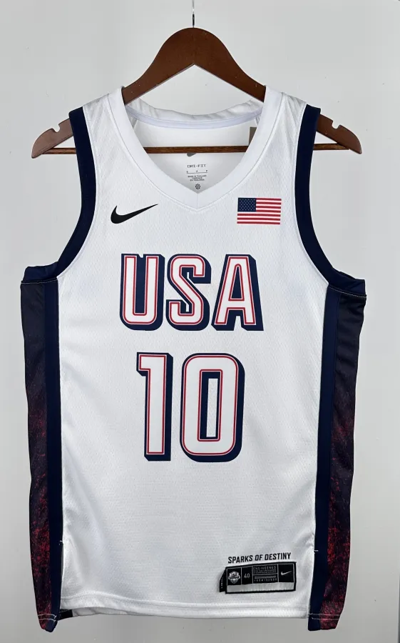 NBA Men Paris Olimpics 2024 USA National White #10 TATUM Jersey High Quality Name and Number Print
