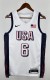 NBA Men Paris Olimpics 2024 USA National White #6 JAMES Jersey High Quality Name and Number Print