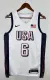 NBA Men Paris Olimpics 2024 USA National White #6 JAMES Jersey High Quality Name and Number Print