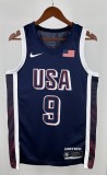 NBA Men Paris Olimpics 2024 USA National Blue #9 HALIBURTON Jersey High Quality Name and Number Print